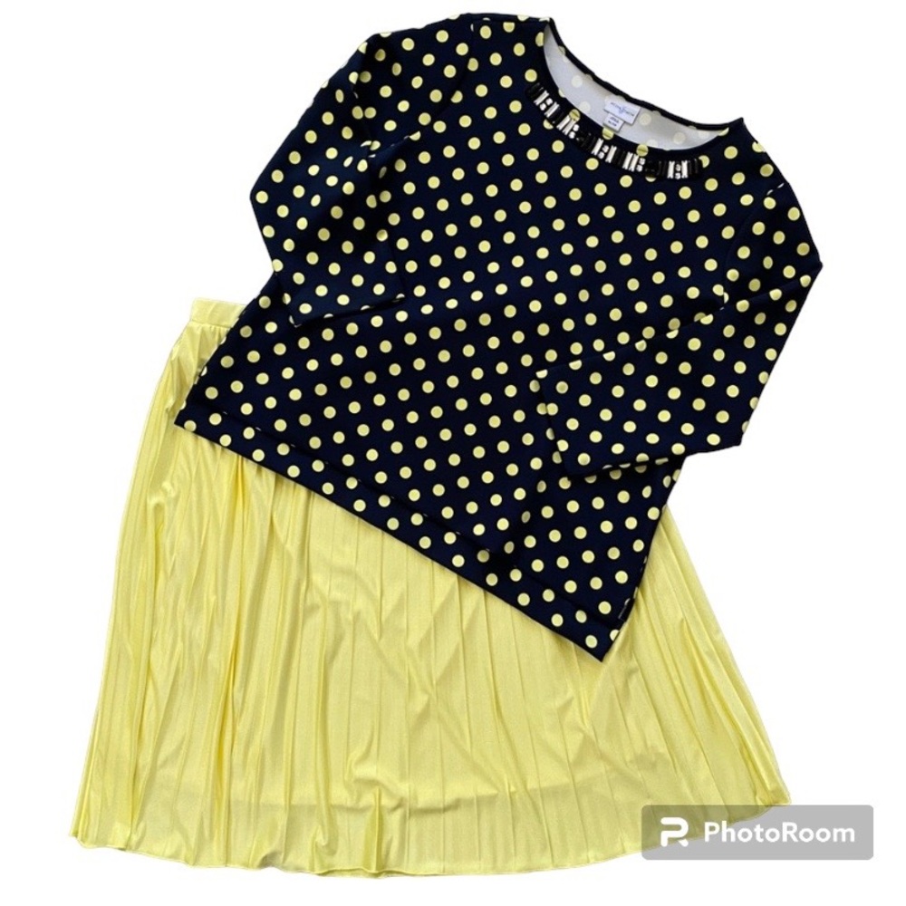 Jaclyn Smith Vintage Polka Dot Top & Pleated Skirt Outfit Excellent Size…